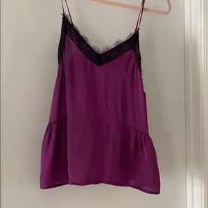 Purple and black lace camisole top